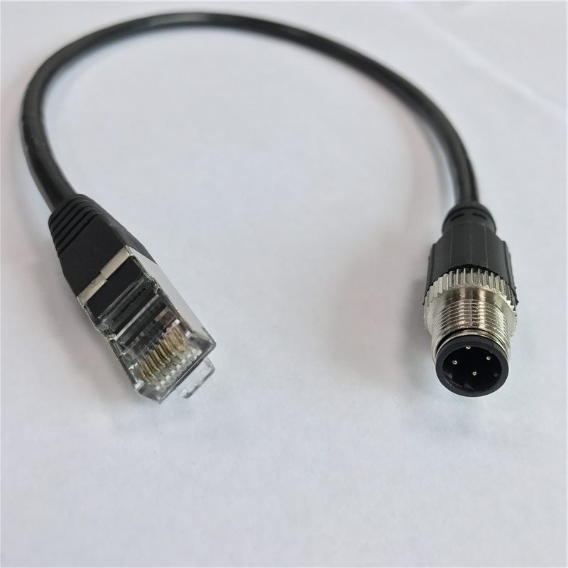 M12转RJ45水晶头4芯D编码航空插头屏蔽网线8芯AX型工业网线连接器-图3