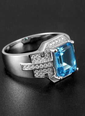 925银男托帕石戒指个性刻字