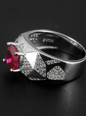 石尚饰家精工925银戒指男刻字