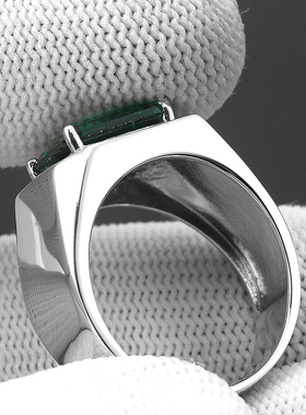 简约经典绿宝石男士戒指男刻字