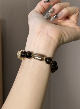 Spiritcrest金蛇•天然茶晶白水晶魔晶宙斯设计款手串手链招财