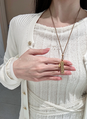 四方来财泰国吸金星小碎冰冰金条镀18k金项链吊坠招财女轻奢款