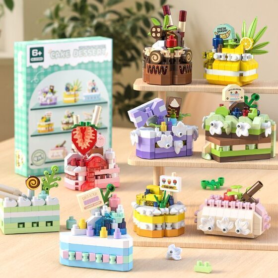 Assembling building block toys small particle cake model