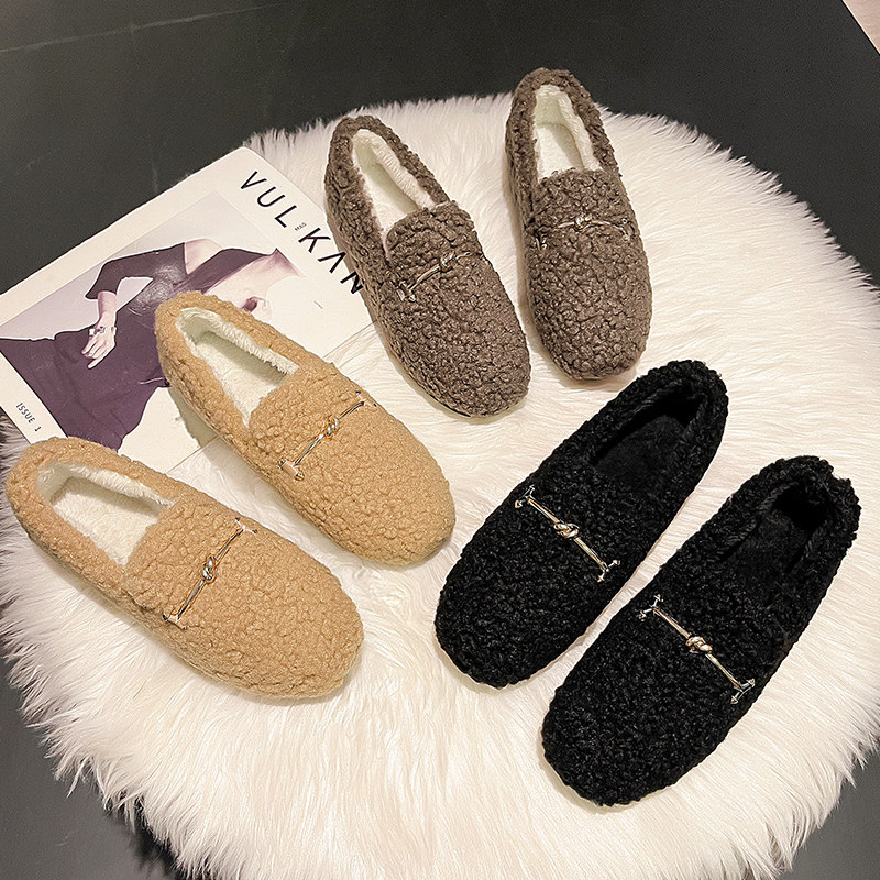 【清仓处理】毛毛鞋女秋冬外穿2025新款加绒保暖鞋豆豆鞋软底棉鞋,淘宝优惠券,粉丝福利购,淘宝优惠卷