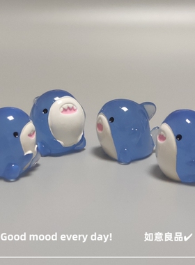 Good mood! 创意可爱夜光鲨鱼鱼缸海族馆装饰小摆件 解压治愈礼物
