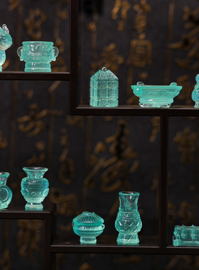 微景观小摆件仿真夜光青铜器瓷器 园艺造景花瓶diy工艺装饰品配件