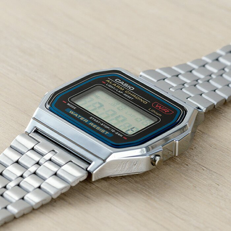 卡西欧CASIO A159WA-N1 复古方块七年电力带闹钟秒表防水电子手表 - 图0