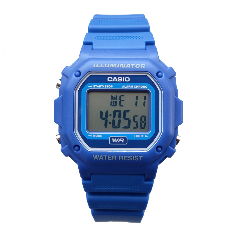 卡西欧手表CASIO F108WH-2A 男女复古防水经典方块兰色中性电子表 - 图3