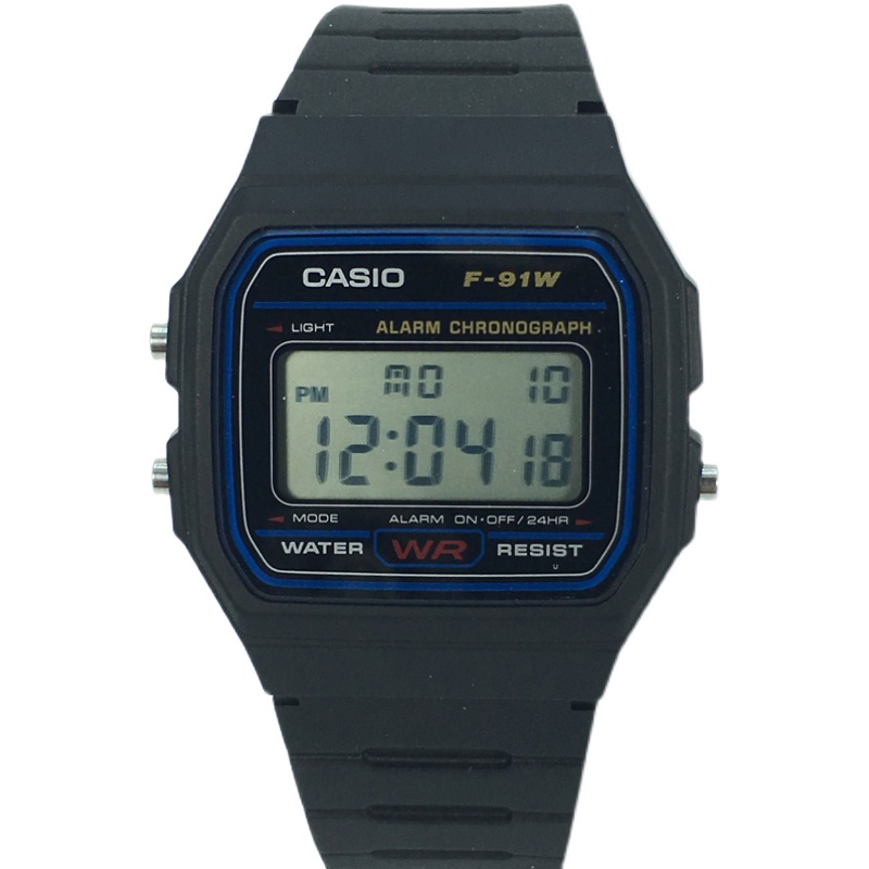 卡西欧手表CASIO F-91W-1防水带日历闹钟秒表复古学生电子小方表-图3