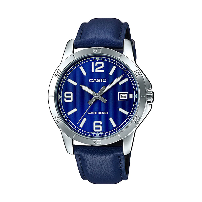 卡西欧手表CASIO MTP-V004L-2B 兰色皮带休闲指针简约防水石英表 - 图3