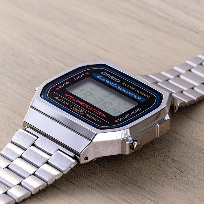 卡西欧CASIO A168WA-1 复古方块七年电力带闹钟秒表防水电子手表 - 图0