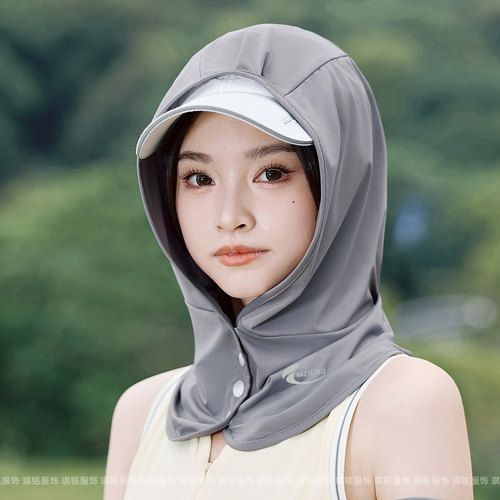 夏季户外防晒帽子女打高尔夫防紫外线护颈透气亲肤薄款冰丝遮阳帽 - 图0