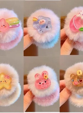 甜美可爱星星毛绒女童发圈