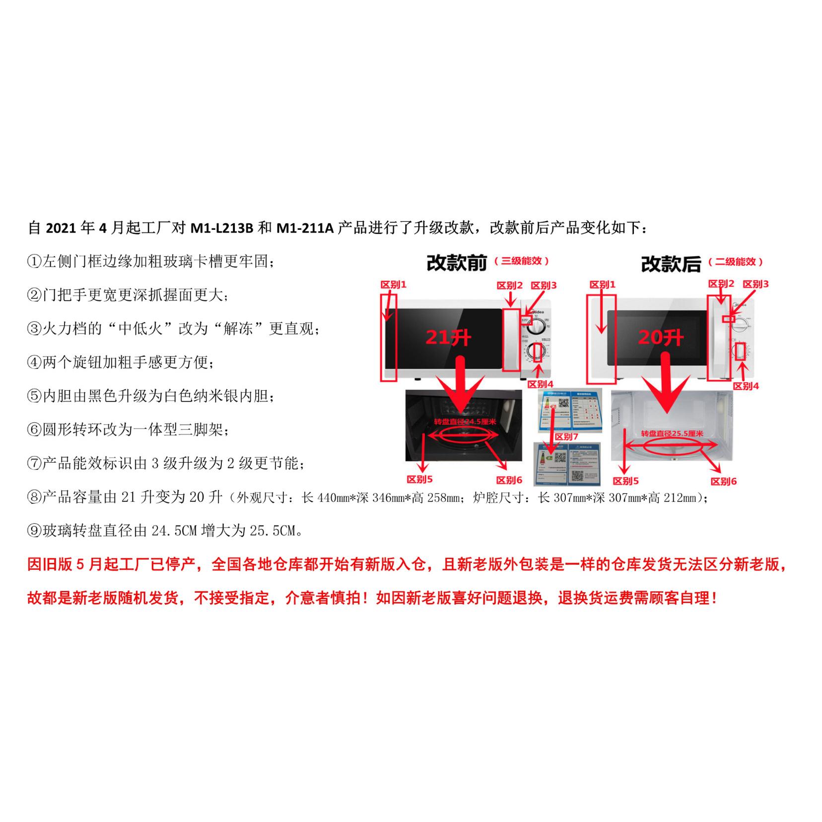 /微波炉M1-L213B/L211A家用多功能转盘式微波炉加热20升 - 图0