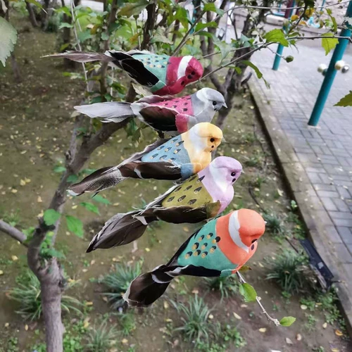 Большая птица Большой симуляционный птица Трехмерные пены -пера и птицы сад зеленые растения зеленые цветы бонсай декоративные птицы пейзаж