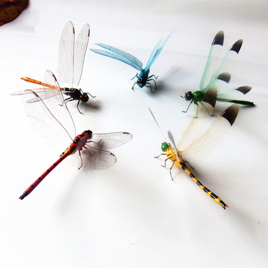 粘土仿真大蜻蜓 蜻蜓工艺品道具摆件磁铁冰箱贴景观家居装饰教具