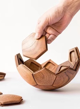 QINGWOOD柚木全榫卯足球摆件