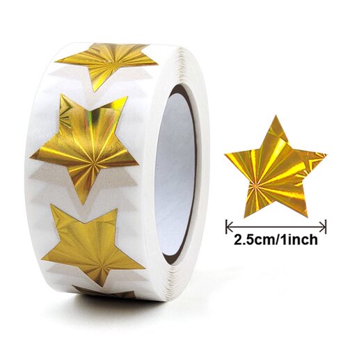 500贴/卷彩色星星thank you贴纸礼品商品装饰封口贴不干胶标签 - 图0