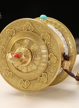 六字真言转金轮手摇转金筒铜底座