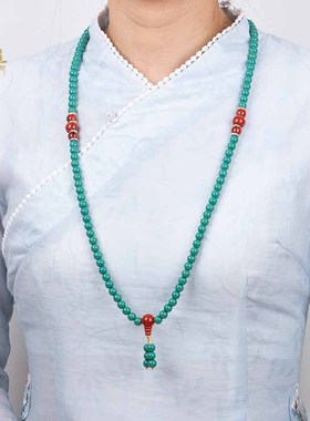 仿绿松石108颗文玩琉璃手串