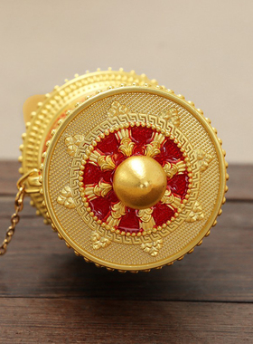 德田转筒迷你手摇转金简轮摆件六字真言家用梓合金轮转金筒大小号