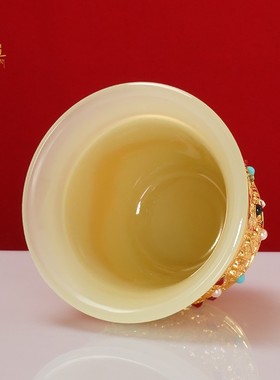 藏式供水杯仿玉多色八吉祥格桑花