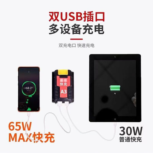 电动工具电池充电宝转换器65W快充转换头手机充电器带USB - 图1