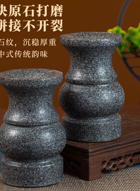整块原石雕琢家用供奉烛台稳重古韵传承仪式感十足蜡烛台座花瓶