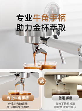【政府补贴】咖啡机家用牛角手柄