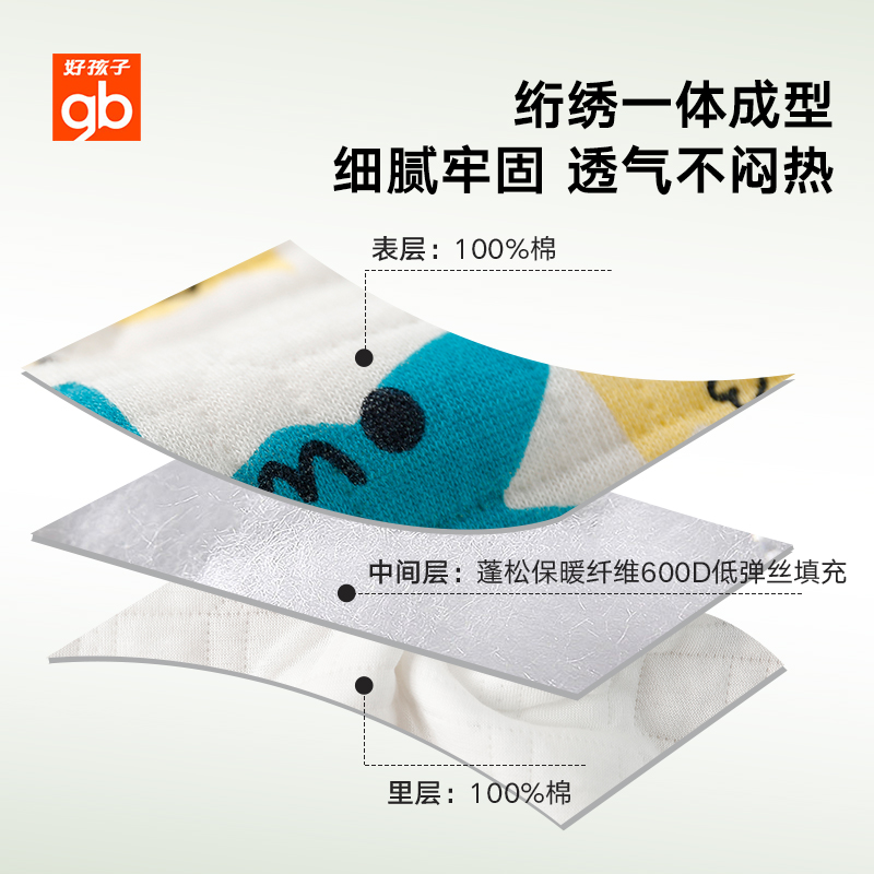 好孩子官方旗舰店gb好孩子婴儿针织夹棉分腿秋冬睡袋儿童宝宝纯棉防踢睡袋四季通用2