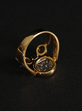 【已出欣赏】珠宝感拉满古希腊银币咆哮狮碧玺戒指18k厚金戒指