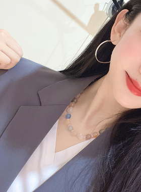 有生原创设计天然高品质莫奈色兔毛水晶一款两用项链