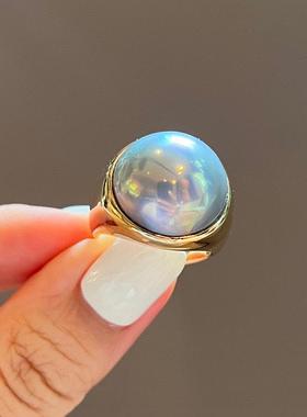 粉樱佳人马贝耳钉戒指套装