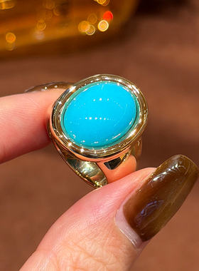 有生珠宝美国原矿睡美人绿松石戒指18k厚金浴缸款绿松石戒指