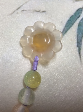 云开绳品-手工编织玛瑙玉髓向日葵岫玉文昌笔一举得魁好寓意挂件