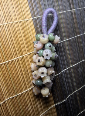 云之屋-精工紫美人铃兰绿算盘珠菩提手搓棉线DIY葡萄串挂饰手捻
