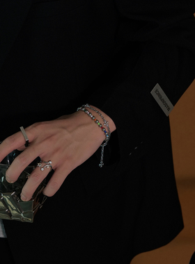 多巴胺彩色银串珠手链弹力绳手串