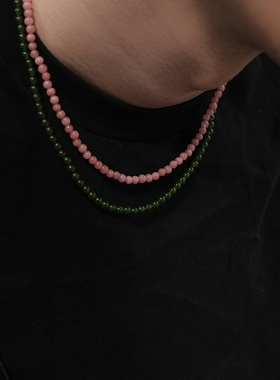 彩色玉石串珠圆珠叠戴锁骨链颈链