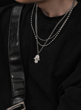 法蒂玛之手幸运手掌吊坠三层项链