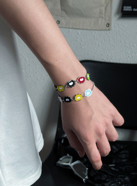 SAZ彩虹色小煤球可调节情侣手链