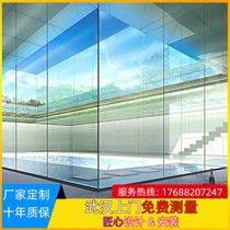 Office glass partition wall Wuhan office light extravagant high-definition overdraft and soundproof monolayer tempered glass high partition wall