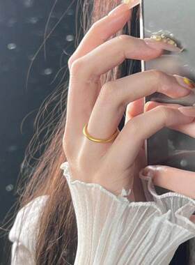 轻奢古法沙金素圈情侣对戒