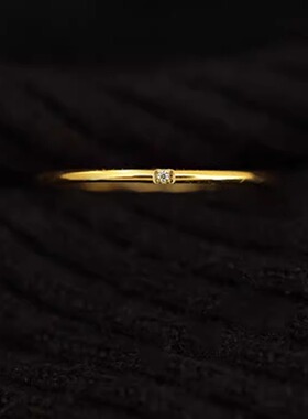 2026新款极细不掉色金色素圈戒