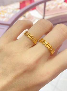 铜钱钛钢不掉色招财转运戒指