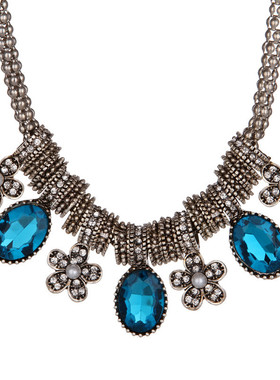 饰品欧美复古夸张水晶宝石短项链