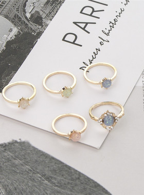 欧美风夸张闪亮镶钻糖果色指环