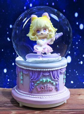 可爱龙太子哪吒发光飘雪花水晶球音乐盒八音盒创意生日圣诞礼物