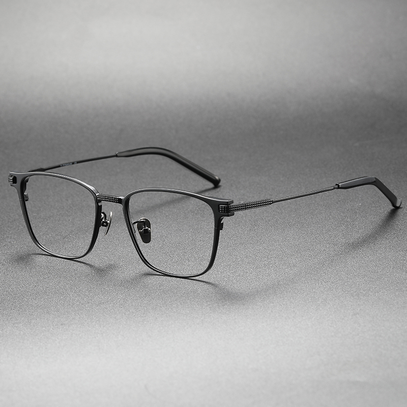 高端日系纯钛手工眼镜大脸男士全框商务方形框可配近视眼镜 - 图0