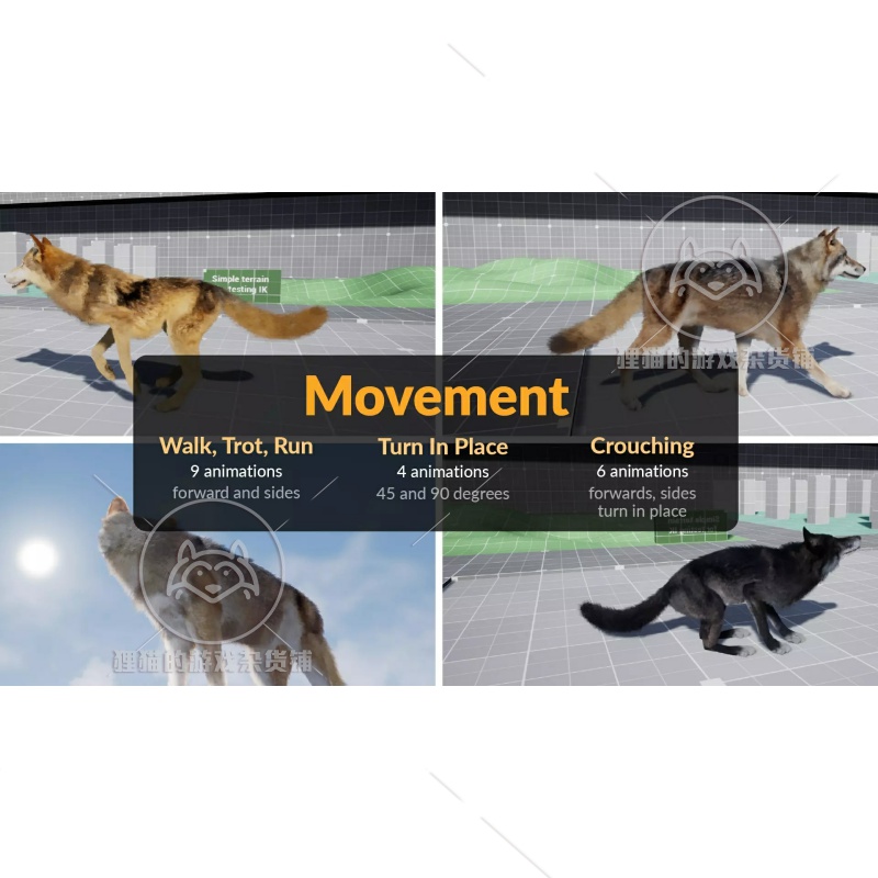 Unity Fully Animated Wolves带动画狼模型 URP HDRP 2.0-图0
