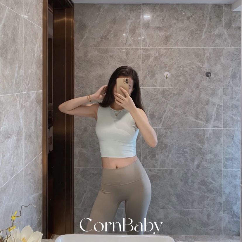 CornBaby*南法假日 凉感面料优雅版型不显副乳瑜珈健身内衣带胸垫 - 图3